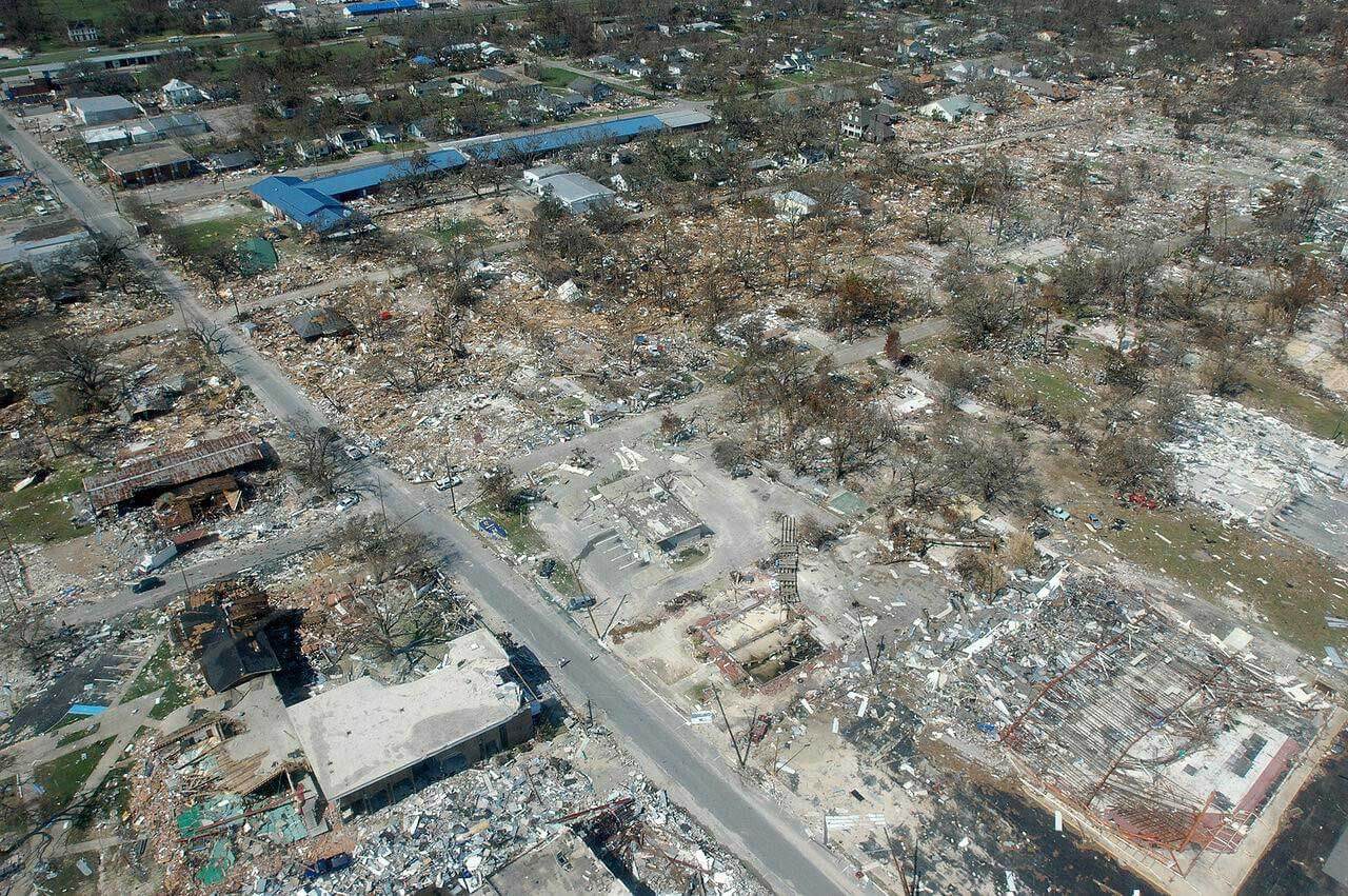 Damage from hurricane Katrina in 2005