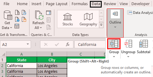 How to Group Rows in Excel Example 1.3