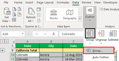 How to Group Rows in Excel Example 1.8