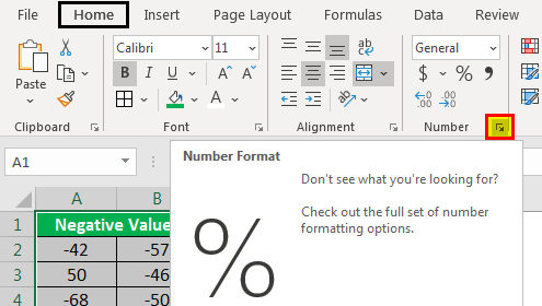 Number format option select