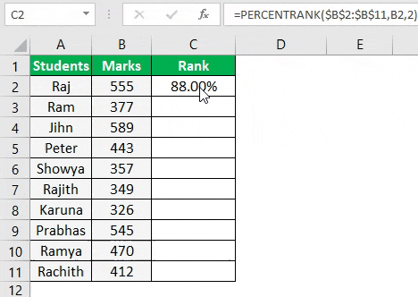 Percentrank Excel 1 gif