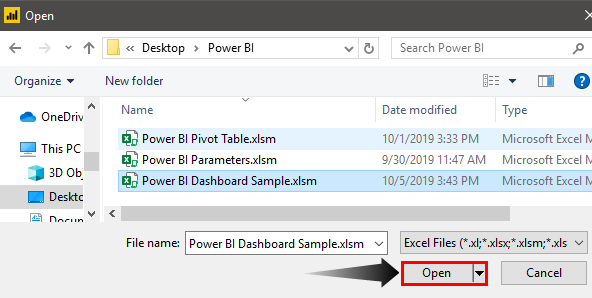 Power BI Dashboard Sample (Excel open)