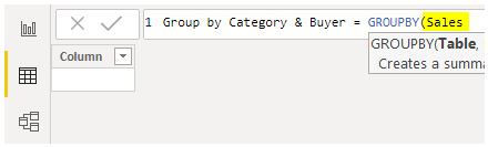 Power BI Group By - Agrument 1