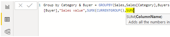 Power BI Group By - SUM Function
