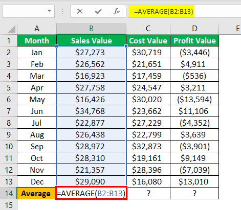 excel statistical functions Example 1.2