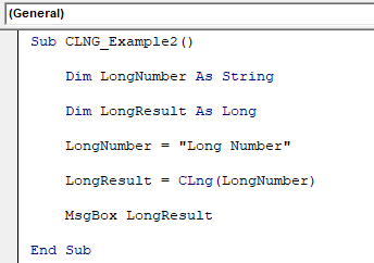 VBA CLNG Example 2