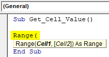 VBA Get cell value Example 1-2
