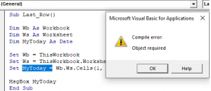VBA Object Required | Fix Object Required Error in Excel VBA