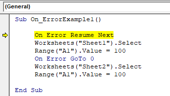 VBA On Error Goto 0 Example1.5