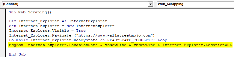 VBA Web Scraping Example 1.15.0