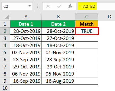 Compare Date in Excel - Example 1.3