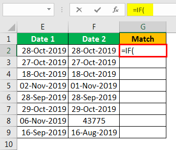 Compare Date in Excel - Example 2.1