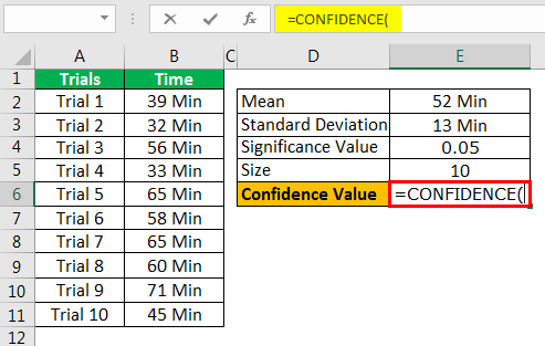 Confidence Interval In Excel Example 1.5