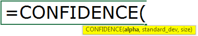 Confidence Interval In Excel Syntax