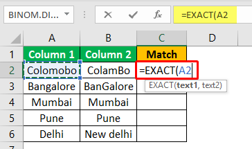 Excel Compare Two Columns - Example 2-1