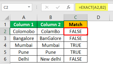 Excel Compare Two Columns - Example 2-3