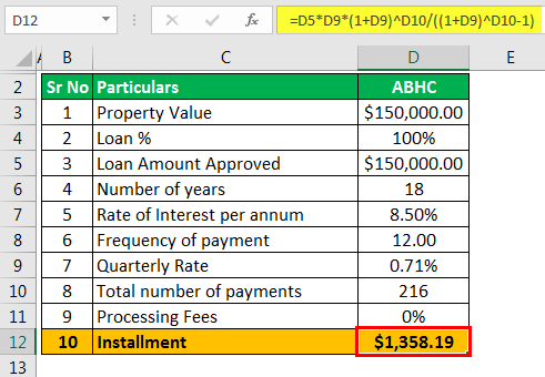 Loan Comparision Calculator - Example 1.2