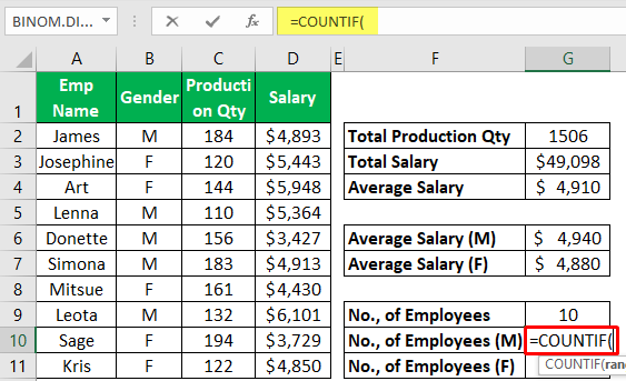 Excel Mathematical Function (Using Countif) 1