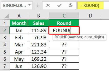 Excel Mathematical Function (Using Round) 1-1