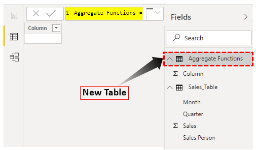 Power BI Aggregate - Aggregate Functions Table
