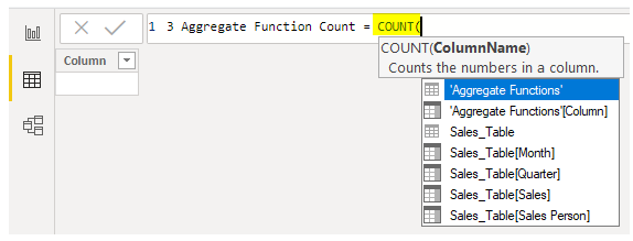 Power BI Aggregate - Count