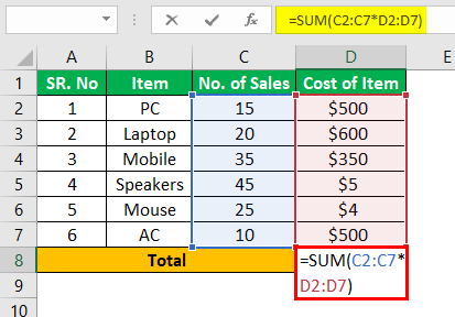 Ctrl Shift Enter in Excel Example 1.2