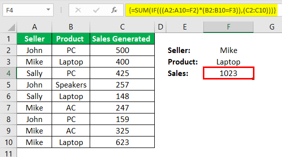 Ctrl Shift Enter in Excel Example 2.4
