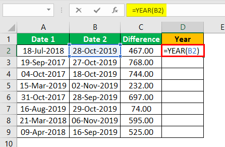 Subtract Date in Excel Example 1.4