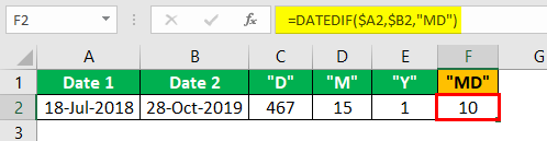 Subtract Date in Excel Example 2.3