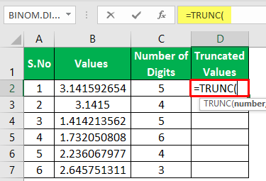 TRUNCATE Excel Function - Example 2-2