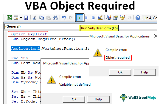 Vba Object Required | Fix Object Required Error In Excel Vba
