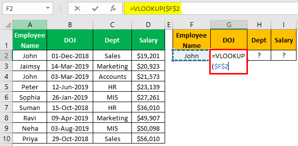 VLOOKUP Names Example 2.1