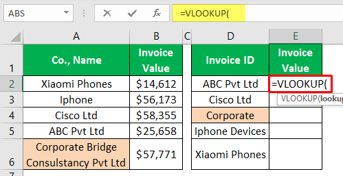 VLOOKUP Partial Match - Example 1-2