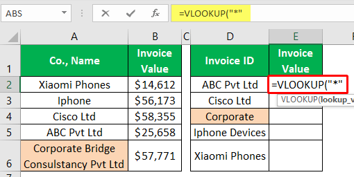 VLOOKUP Partial Match - Example 1-3