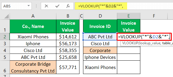 VLOOKUP Partial Match - Example 1-5