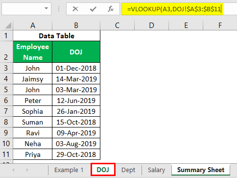 VLOOKUP on Different Sheets Example 1.18