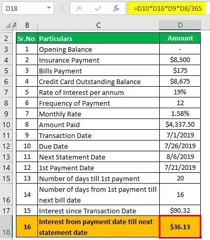Credit Card Interest Calculator Example 1-3