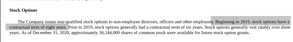 Colgate Stock Option Contractual Term