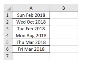 The day and the month are displayed in their short notations