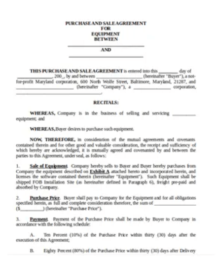 Sales And Purchase Agreement example