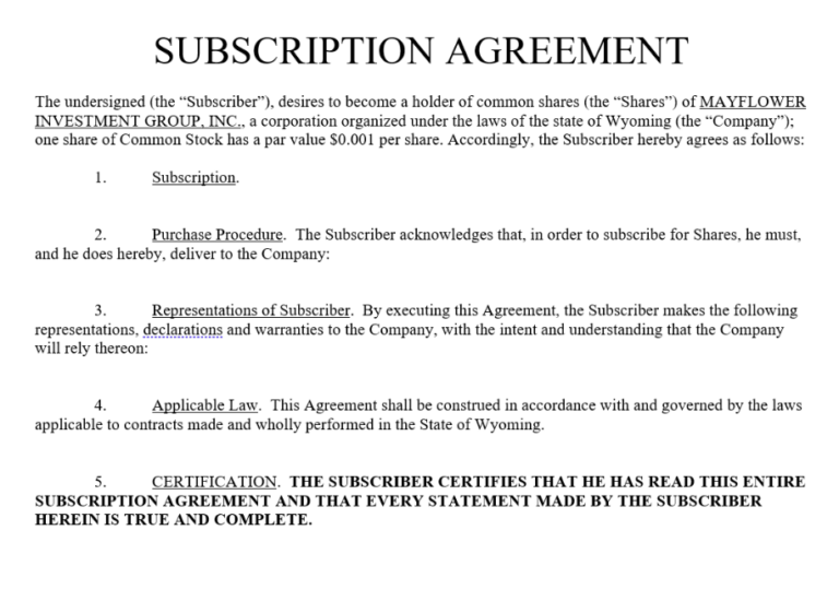 Subscription Agreement Shares What Is It Explained Examples Subscription Agreement Shares What Is It Explained Examples