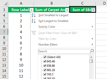Pivot Table Filter - Example