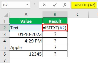 ISTEXT Excel Function - Example 2 - Step 2