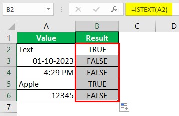 ISTEXT Excel Function - Example 2 - Step 4