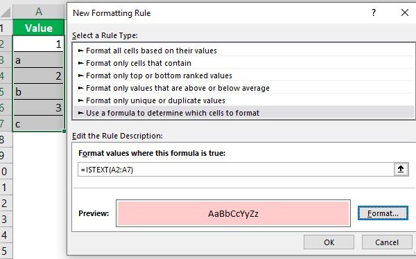 ISTEXT Excel Function - Determine If a Value is Text or Not