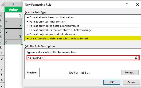 ISTEXT Excel Function - Determine If a Value is Text or Not