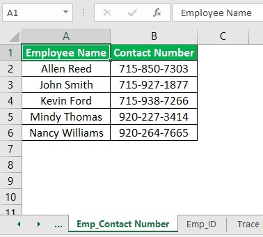 Trace Dependents Excel - Example 2 - Emp-Contact.jpg