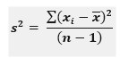 Var.S Excel - Example 2 - Sample Variance formula