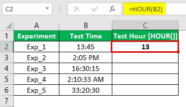 Hour Excel - Example 1 - Step 1