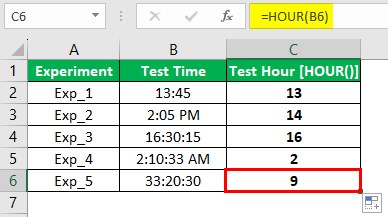 Hour Excel - Example 1 - Step 2